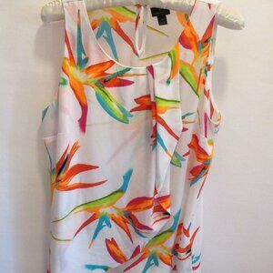 Worthington white multicolor scoop neck sleeveless tunic top *Sz L*
